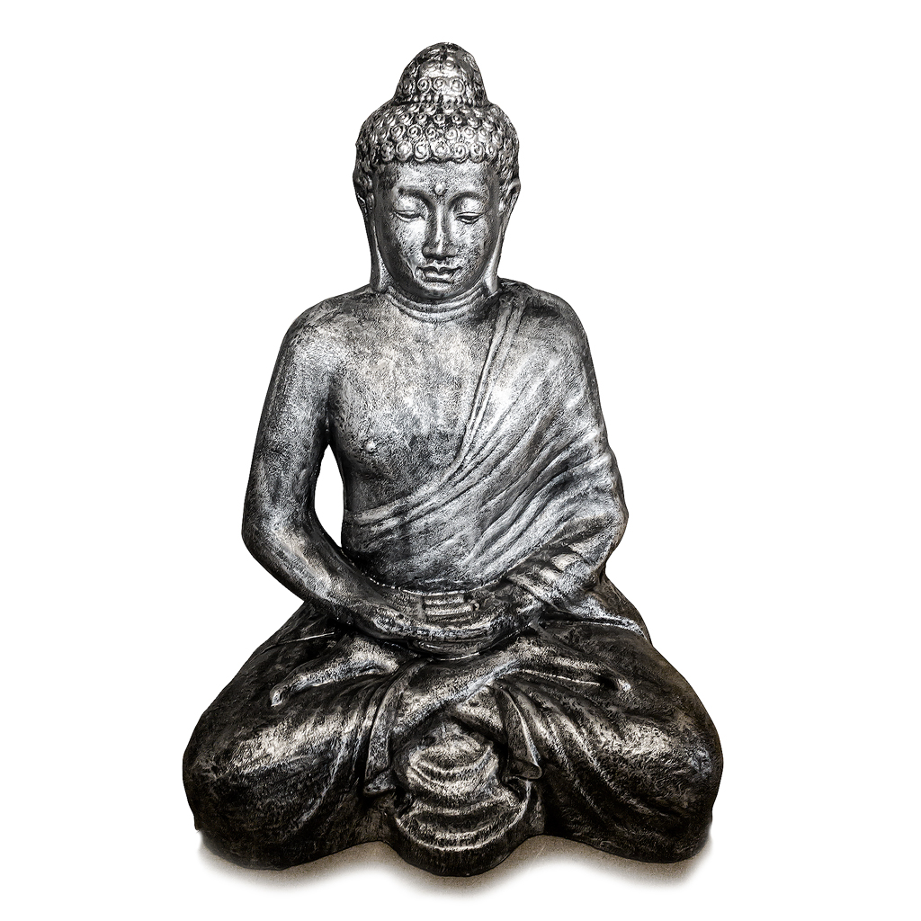 wang Doe het niet Manhattan Boeddha Beeld Groot 150cm Dhyana Mudra Zilverkleurig Zwart Zittend  Mediterend in Lotushouding Decoratie