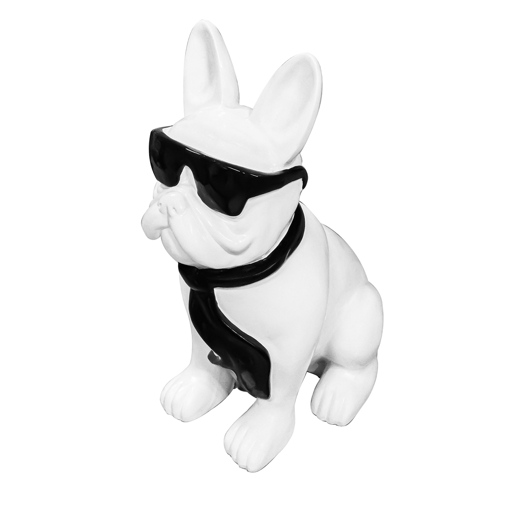 Prijs Wreedheid markt Beeld Franse Bulldog Wit 120cm Groot ( Winkel Afhaalprijs ) Met Zwarte Bril  en Zwarte Stropdas