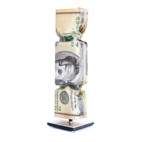 Old 100 Dollar Bill Art Candy Toffee Popart Statue by Ad van Hassel