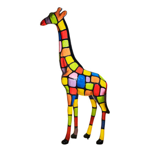 Beeld Giraf XXL Groot 205 cm Tegel Multicolor Popart