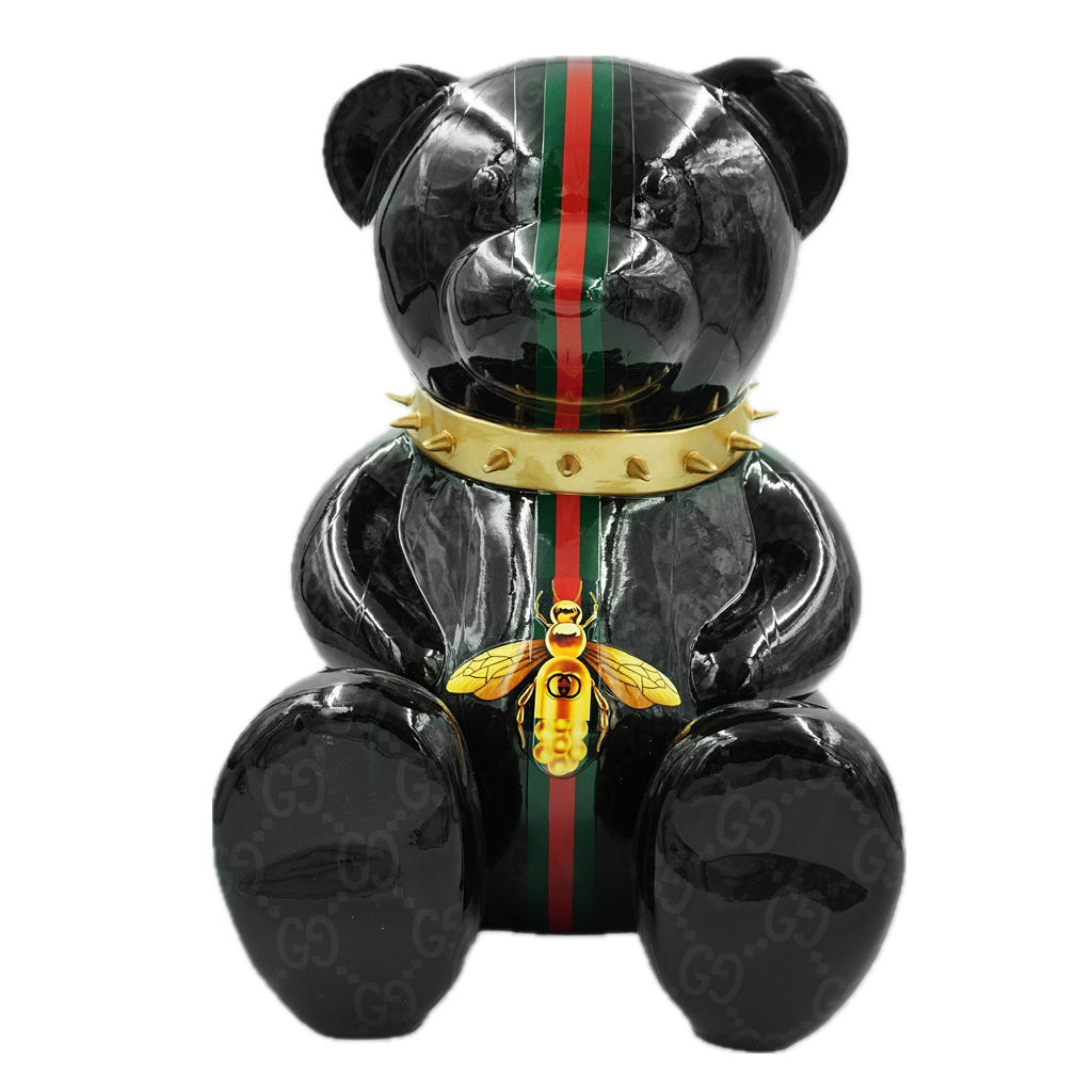 Teddybeer Luxe Beeld 45cm Homage to Gucci Zittend Popart