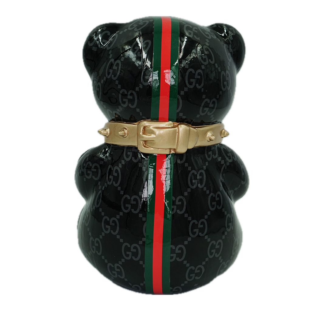 Teddybeer Luxe Beeld 45cm Homage to Gucci Zittend Popart