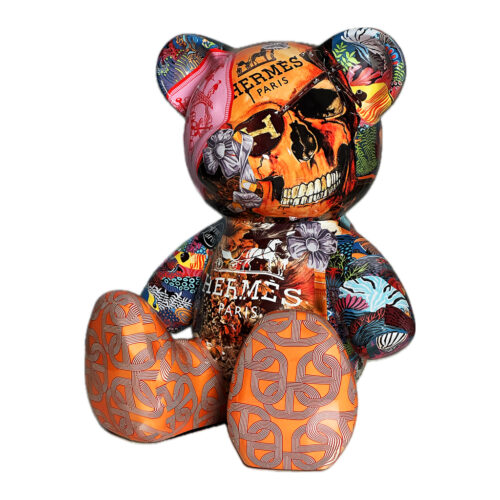 Teddybeer Beeld Homage to Hermès Orange 34cm Pop Art