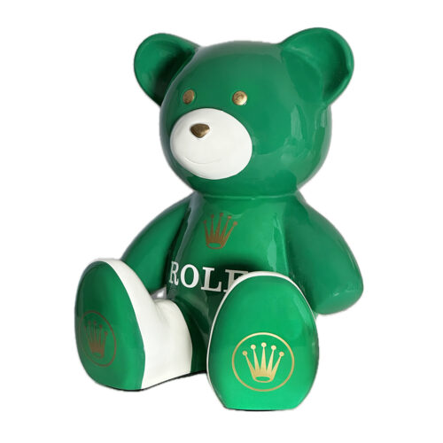 Teddybeer Beeld Homage to Rolex Groen Goud 34cm Pop Art