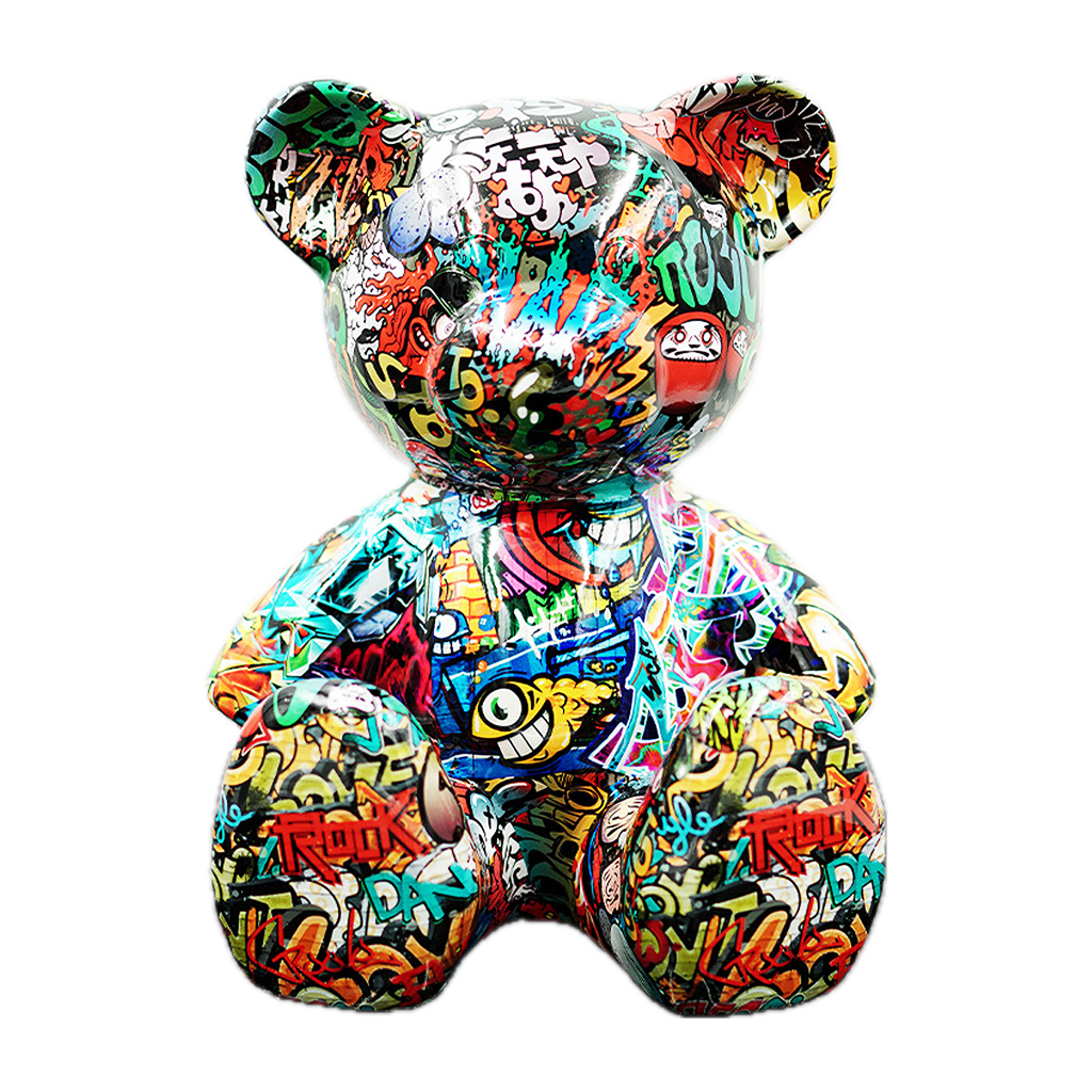 Teddybeer Luxe Beeld 34cm Graffiti Zittend Popart