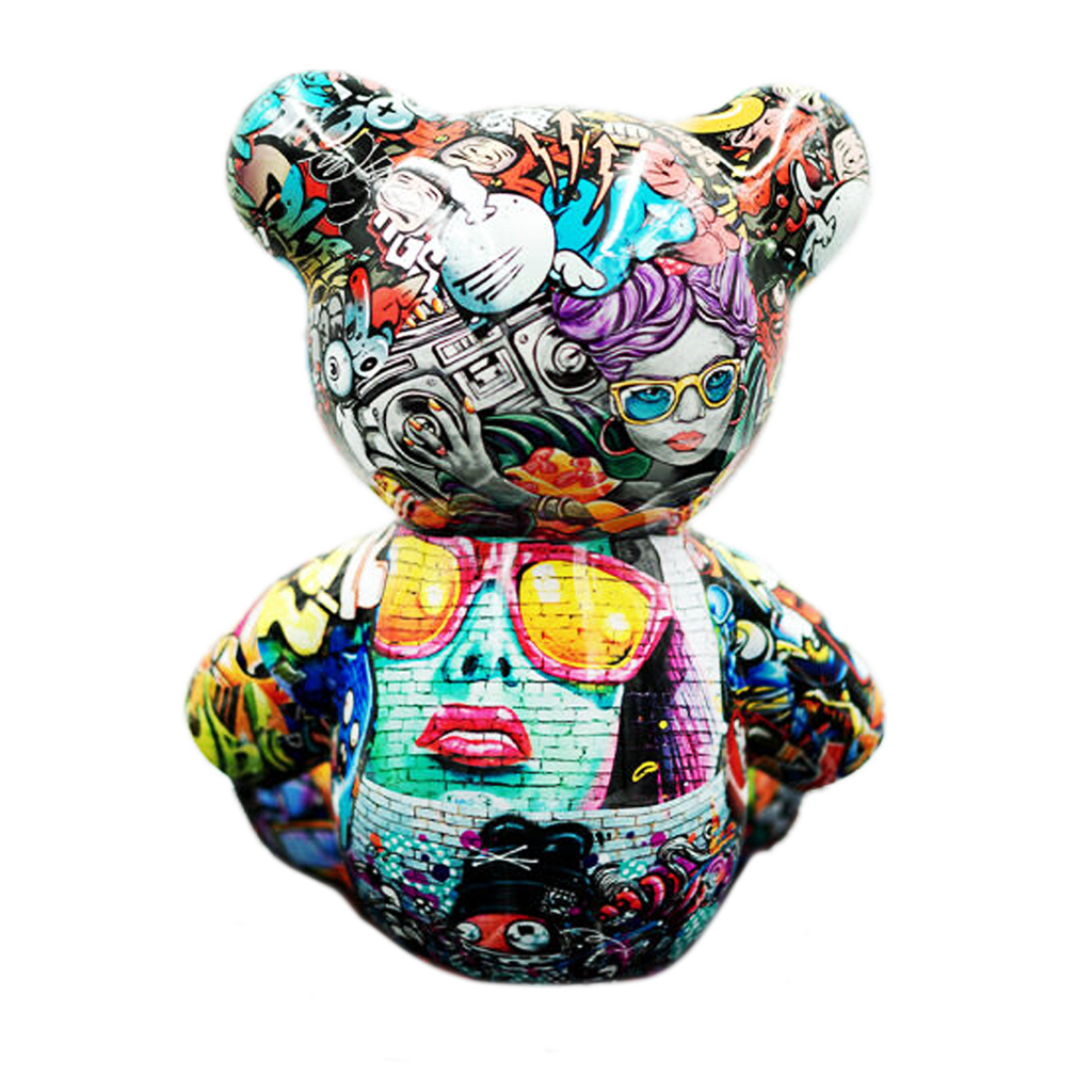 Teddybeer Luxe Beeld 34cm Graffiti Zittend Popart