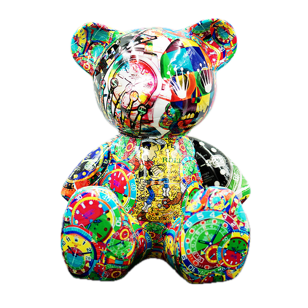 Teddybeer Luxe Beeld 34cm Homage to Rolex Zittend Popart