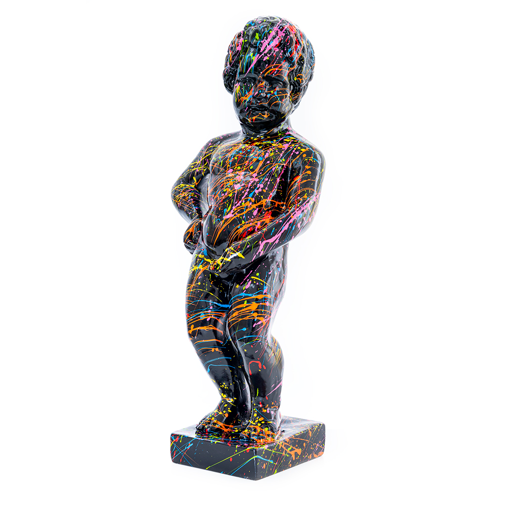 Manneken Pis Beeld Zwart Splash 62cm Decoratie - Petit Julien - Drip Popart